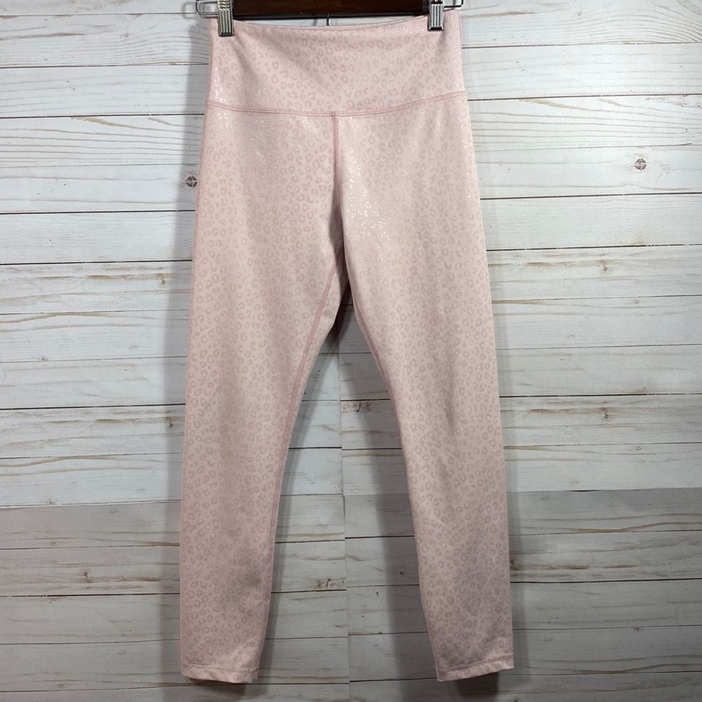 Zyia Womens Pink Leopard High Rise Leggings